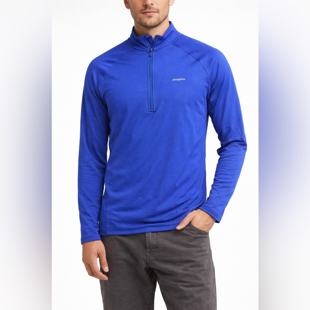 Patagonia Men’s Medium Capilene 2 Lightweight 1/2 Zip‎ Baselayer Pullover Blue
